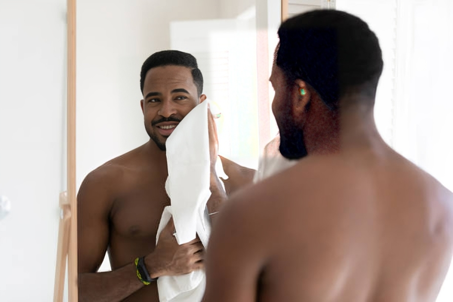 black-man-wiping-his-beard-after-wash