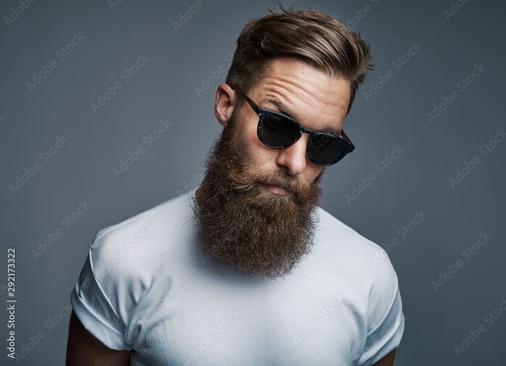 Man with long beard wearing sunglasses